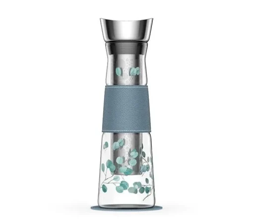 Glazen fles met filter 1,25 L - Eucalyptus - Giftbox