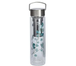 Glazen theefles On-The-Go met filter - Eucalyptus