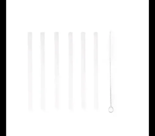 Herbruikbare Glazen rietjes Wit - 6 stuks