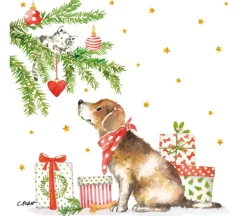 Servietten Christmas Dog 33x33 cm
